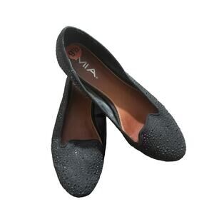 Mia Black Studded Ballet Flats Womans Size 9.5 Witchy Goth Punk Contemporary